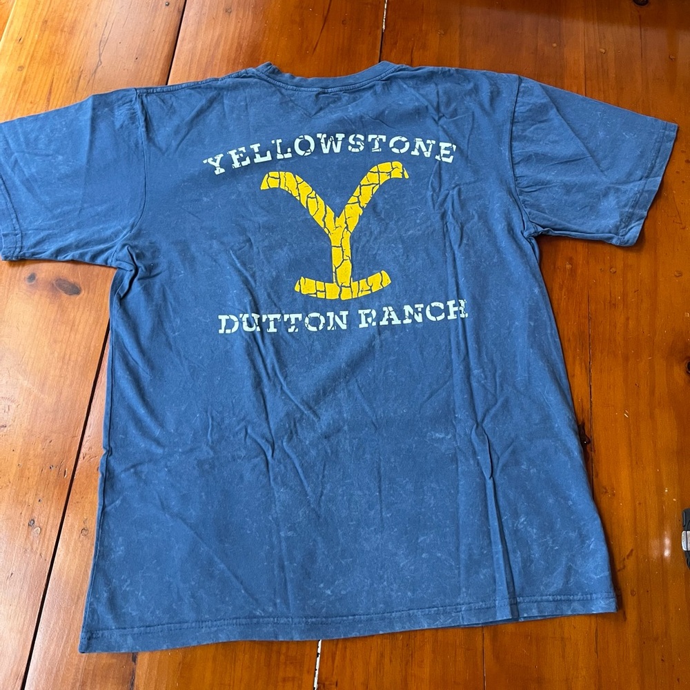 Yellowstone Dutton Ranch Graphic Tee -marbled blue color- NEW,  no tags